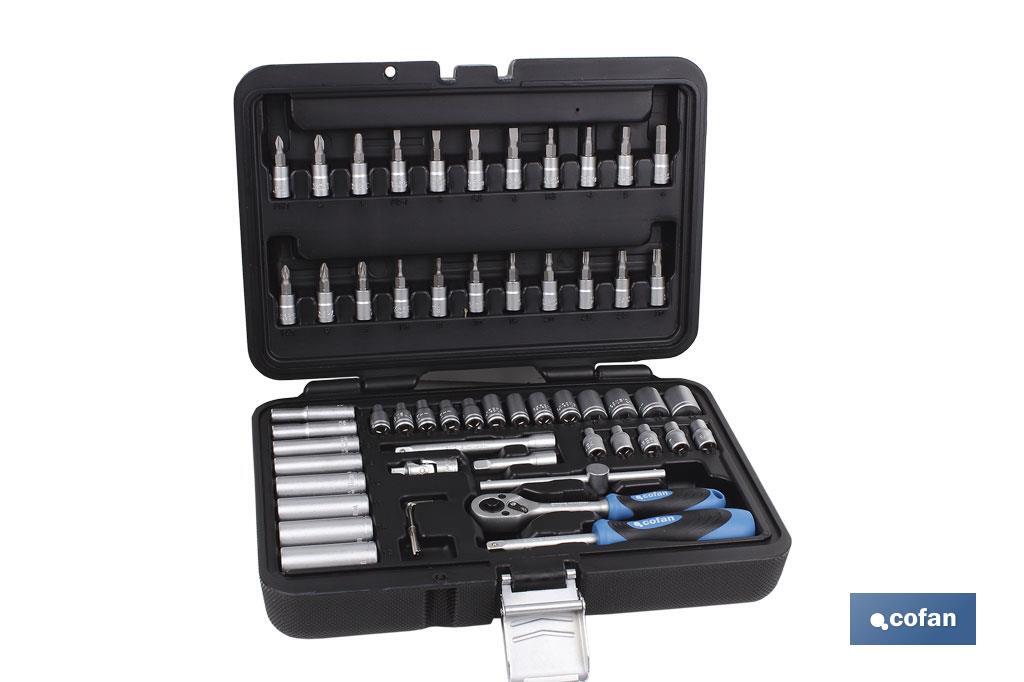 MALETIN 57 PCS PROFESIONAL VASOS Y PUNTAS 1/4&quot;