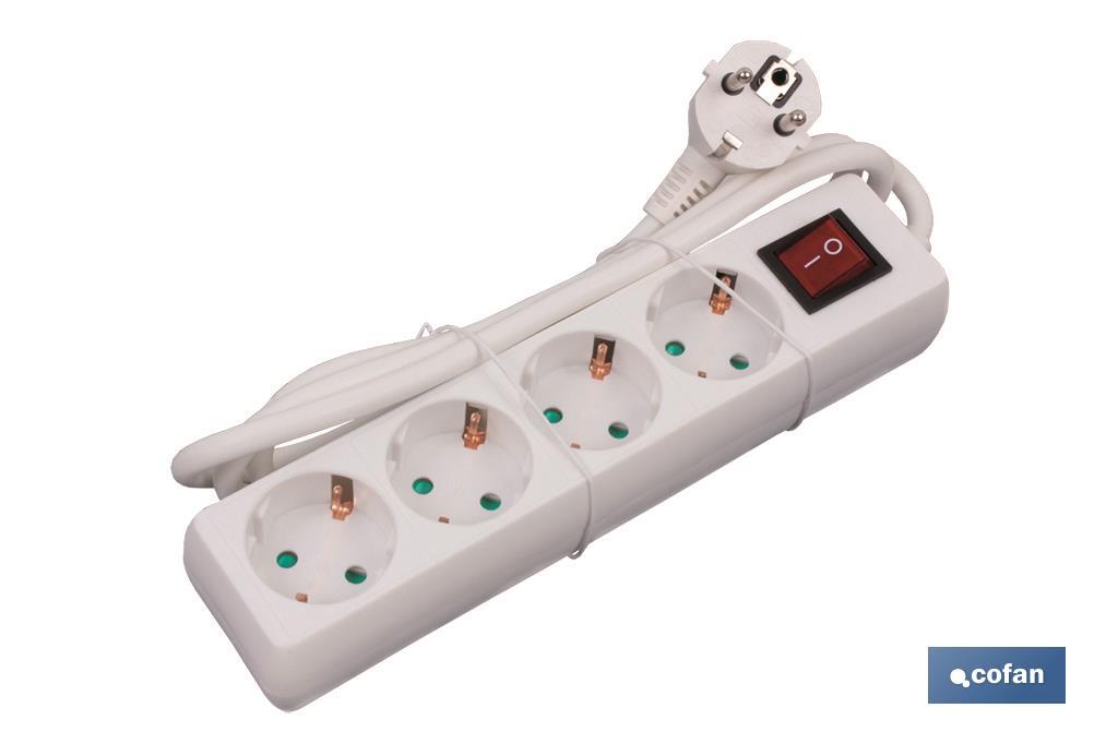 BASE MÚLTIPLE 4T. 1,4M CABLE C/INT. (16A-250V)