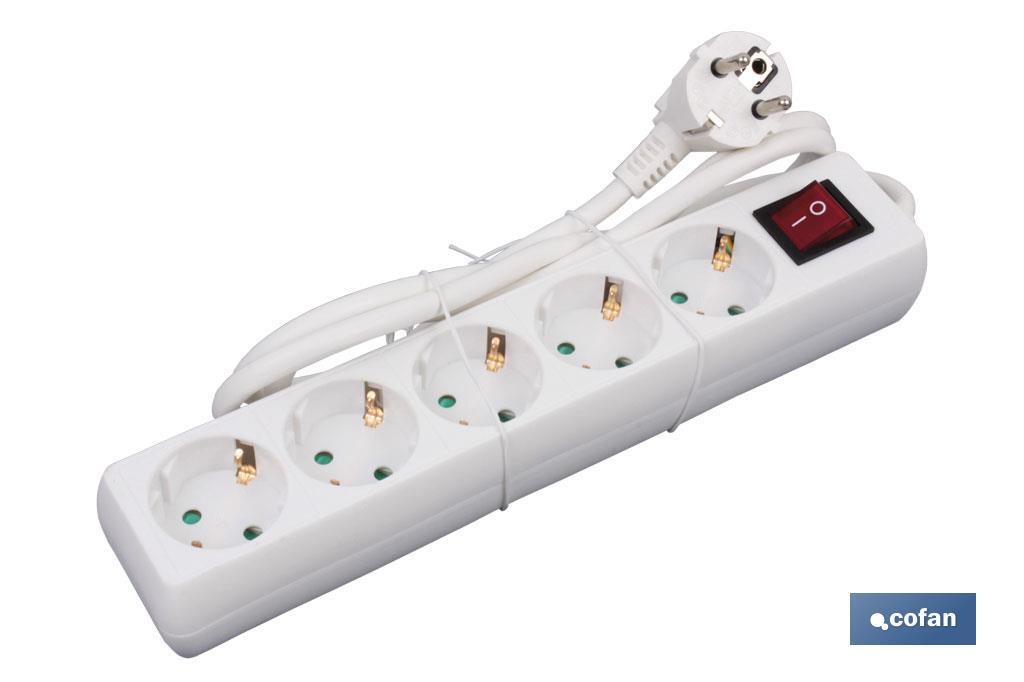 BASE MÚLTIPLE 5T. 1,4M CABLE C/INT. (16A-250V)
