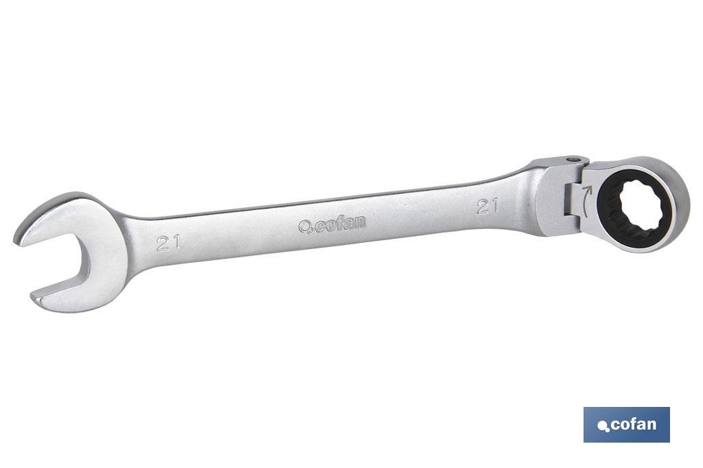 LLAVE COMBINADA ARTICULADA 180º DE CARRACA 8mm