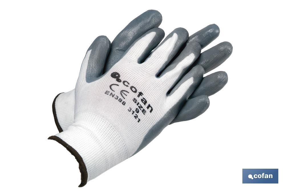 GUANTES 100%  POLIESTER  IMPREGNADO NITRILO GRIS T-10