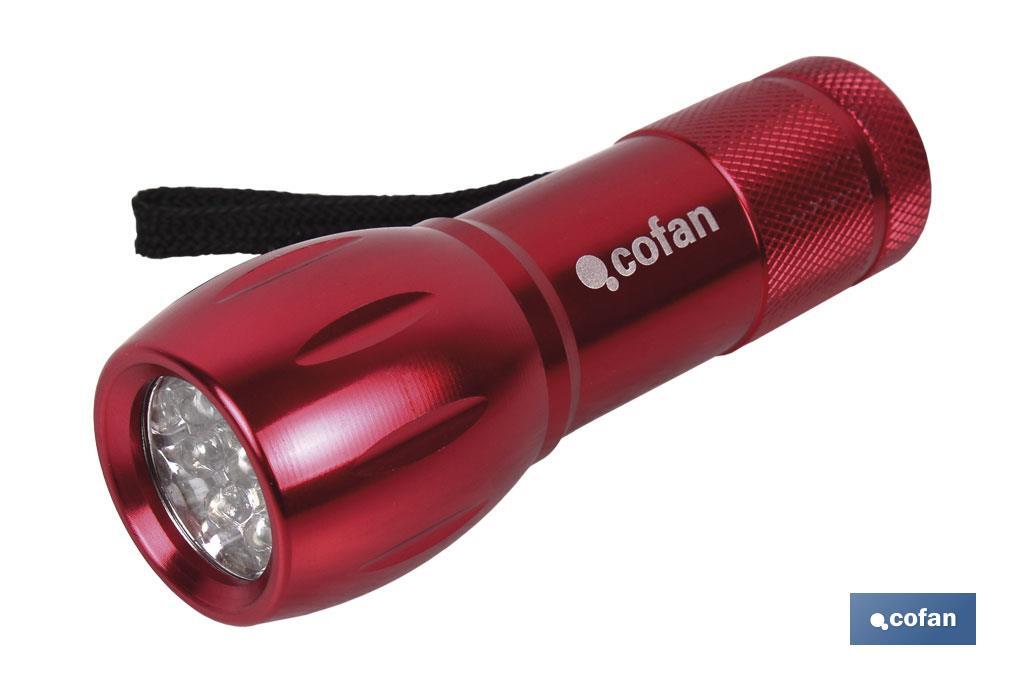 LINTERNA 9 LED ALUMINIO COLORES