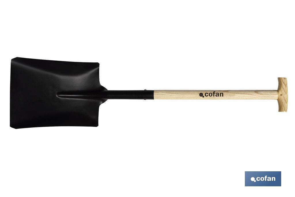 PALA CUADRADA 335 MM MANGO MADERA ABIERTO