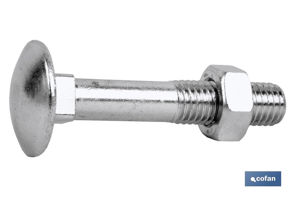 TORNILLO CARROCERO + TUERCA DE ACERO ZINCADO DIN-603/934 M-8X80 Z