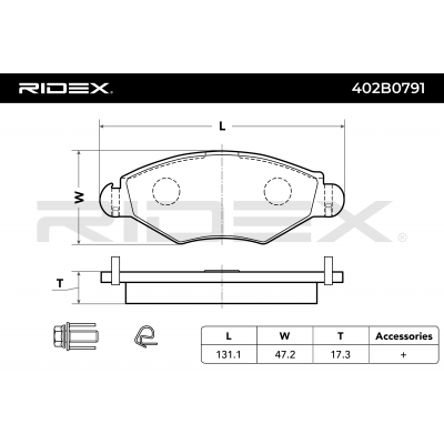 RIDEX JUEGO DE PASTILLAS DE FRENO REF.402B0791