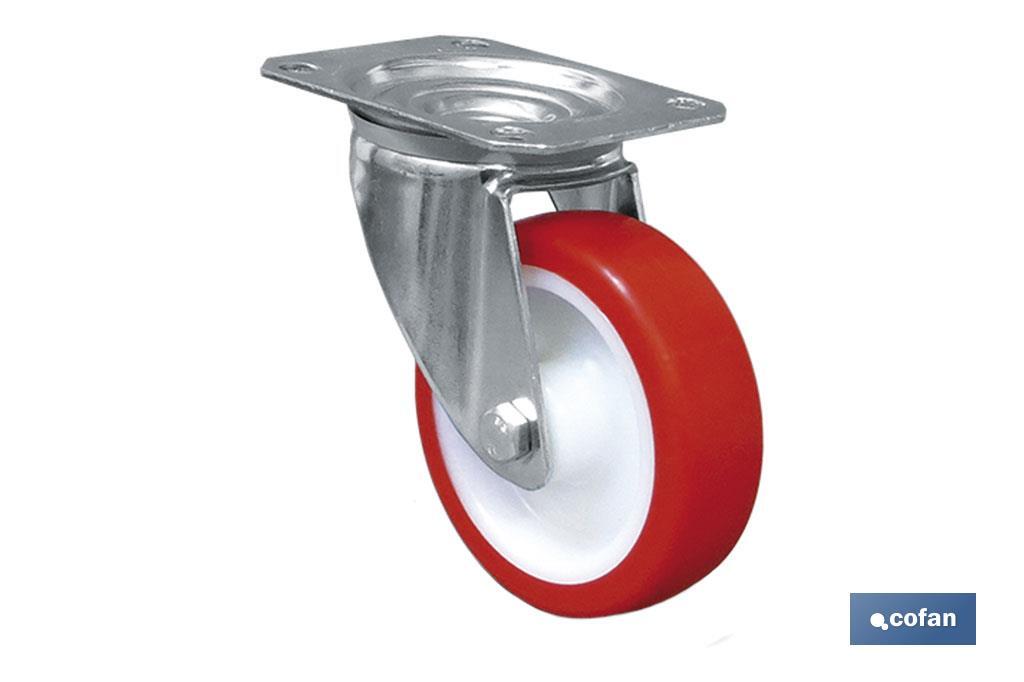 RUEDA POLIURETANO PLACA Ø125X30MM