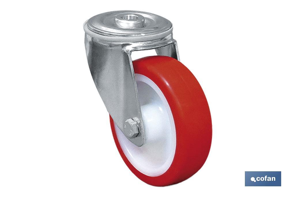 RUEDA POLIURETANO PASANTE Ø125X30MM
