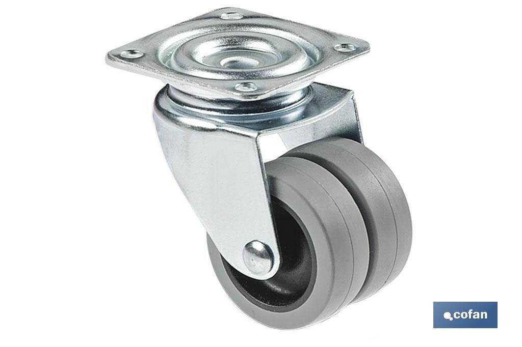 RUEDA DOBLE POLIPROPILENO PASANTE Ø50MM