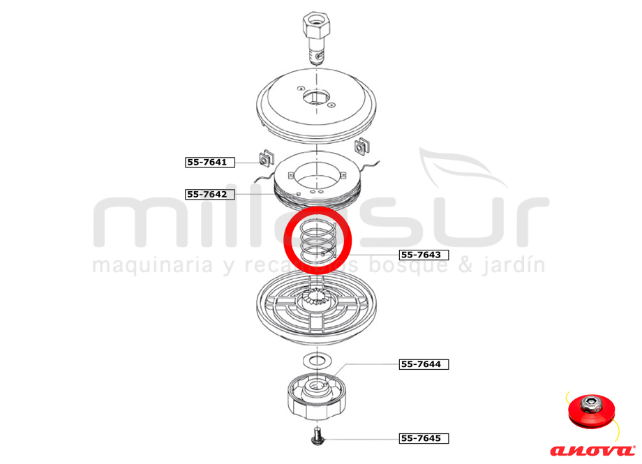 MUELLE CABEZAL PT130 ADAPTABLE A REF. 55-764