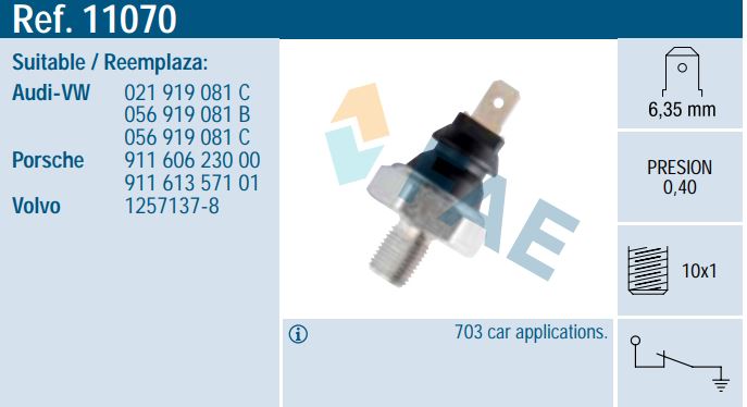 Sensor presión aceite FAE 11070