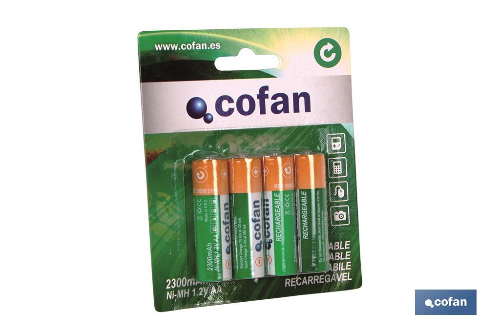 Blíster de 4 Pilas recargables modelo AA Ni-MH en 1,2v. 2300 mAh
