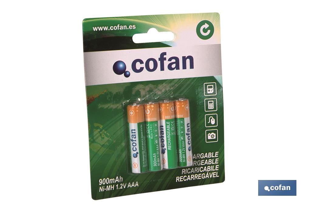 Blíster de 4 Pilas recargables modelo AA Ni-MH en 1,2v. 900 mAh