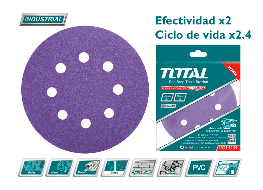 CONJUNTO 10 LIJAS ZIRCONIO ADAPTABLES TF2041501 TF2041506 (2xP80 1xP120 2xP180 2xP240 2xP320 1xP400)