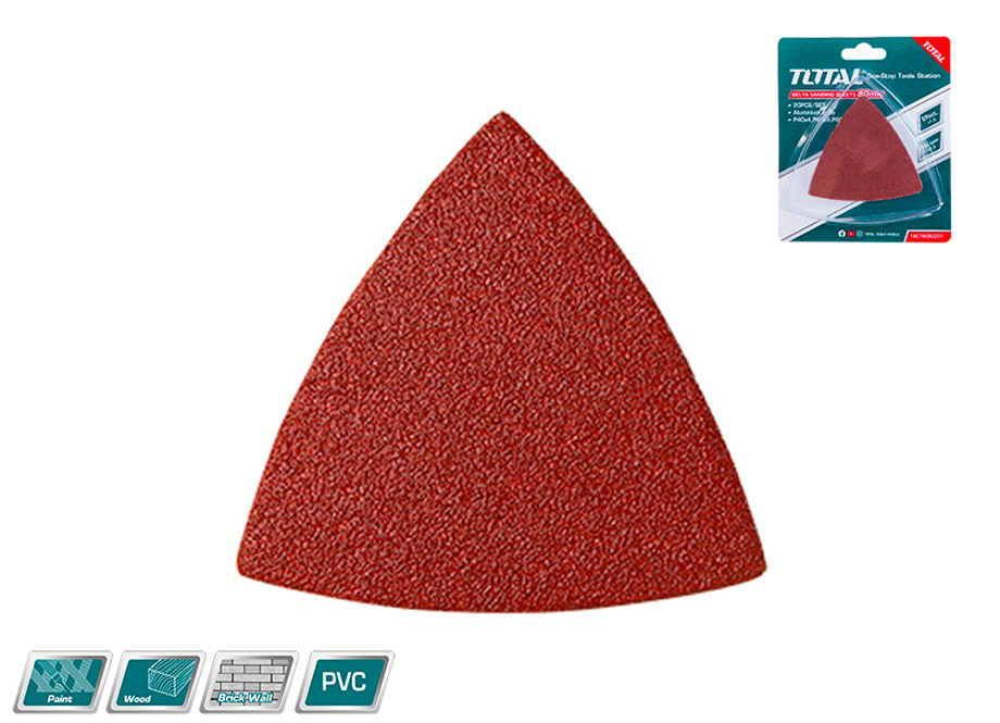 CONJUNTO 20 LIJAS TIPO DELTA ADAPTABLES A TS3006 - TMLI2001 (4xP40 - 4xP60 - 6xP80 - 6xP120)