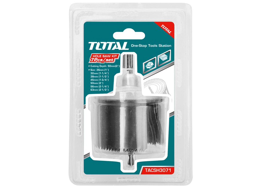 JUEGO 7 CORONAS 2&quot; DE CORTE PARA MADERA TALADRO (26, 32, 38, 45, 50, 56, 63mm)