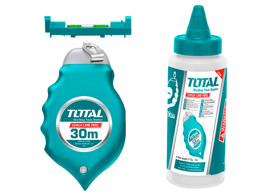 TIRALINEAS - PLOMADA 30M TOTAL (INCLUYE BOTE AZULETE Y MINI NIVEL)