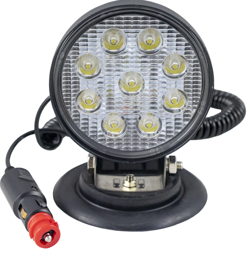 FARO TRABAJO 9 LED REDONDO BASE MAGNETICA 1450 Lm.