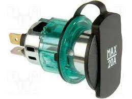 BASE TOMA CORRIENTE CON LUZ Y TAPA (ENCENDEDOR) 12V 20A