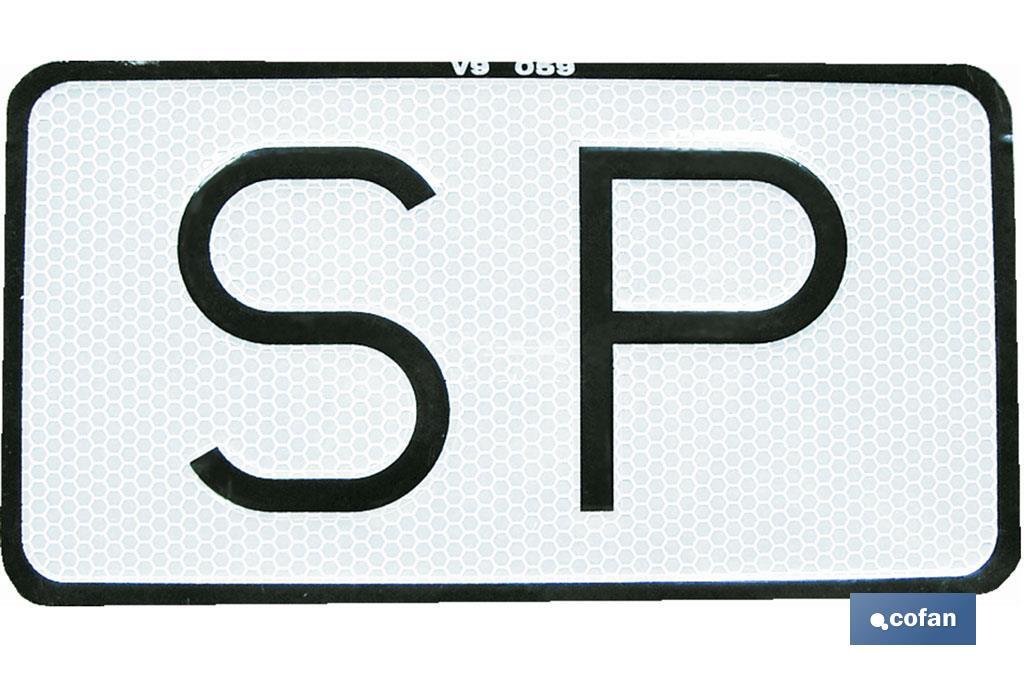 Placa &quot;SP&quot; V-9 Servicio Público 225x120 mm