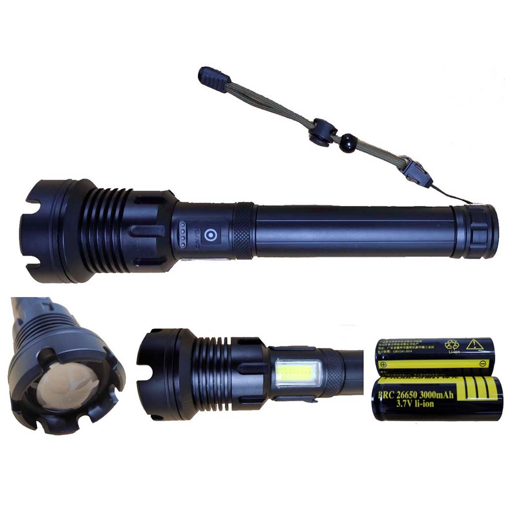 LINTERNA ALUMINIO LED RECARGABLE 40W 3000Lm IP44 CON ZOOM