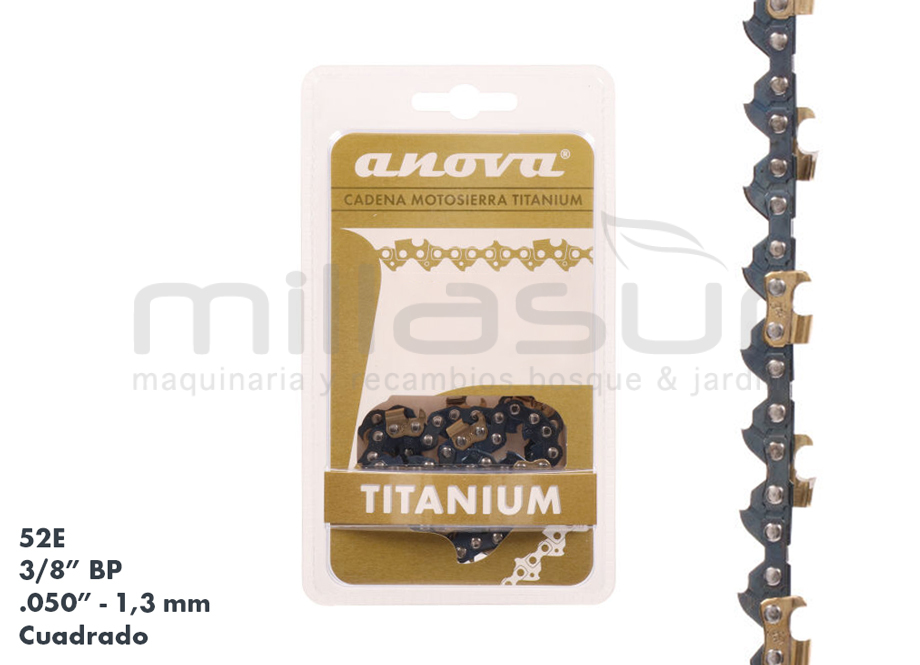 CADENA ANOVA TITANIUM 3/8&quot; BP - .050&quot; CUADRADO - 52E