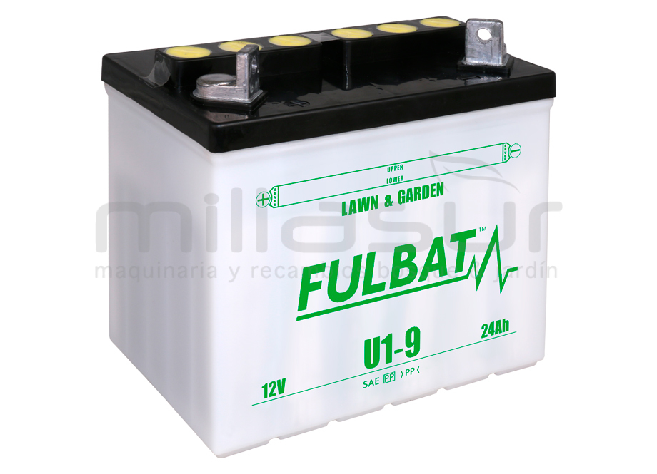 BATERIA ACIDO TRACTOR CORTACESPED FULBAT U1-9 24AH ( 195 x 130 x 180 ) +IZQ