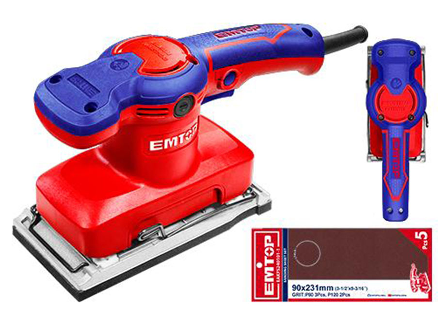 LIJADORA ELECTRICA 320W EMTOP (INCLUYE 5 LIJAS)