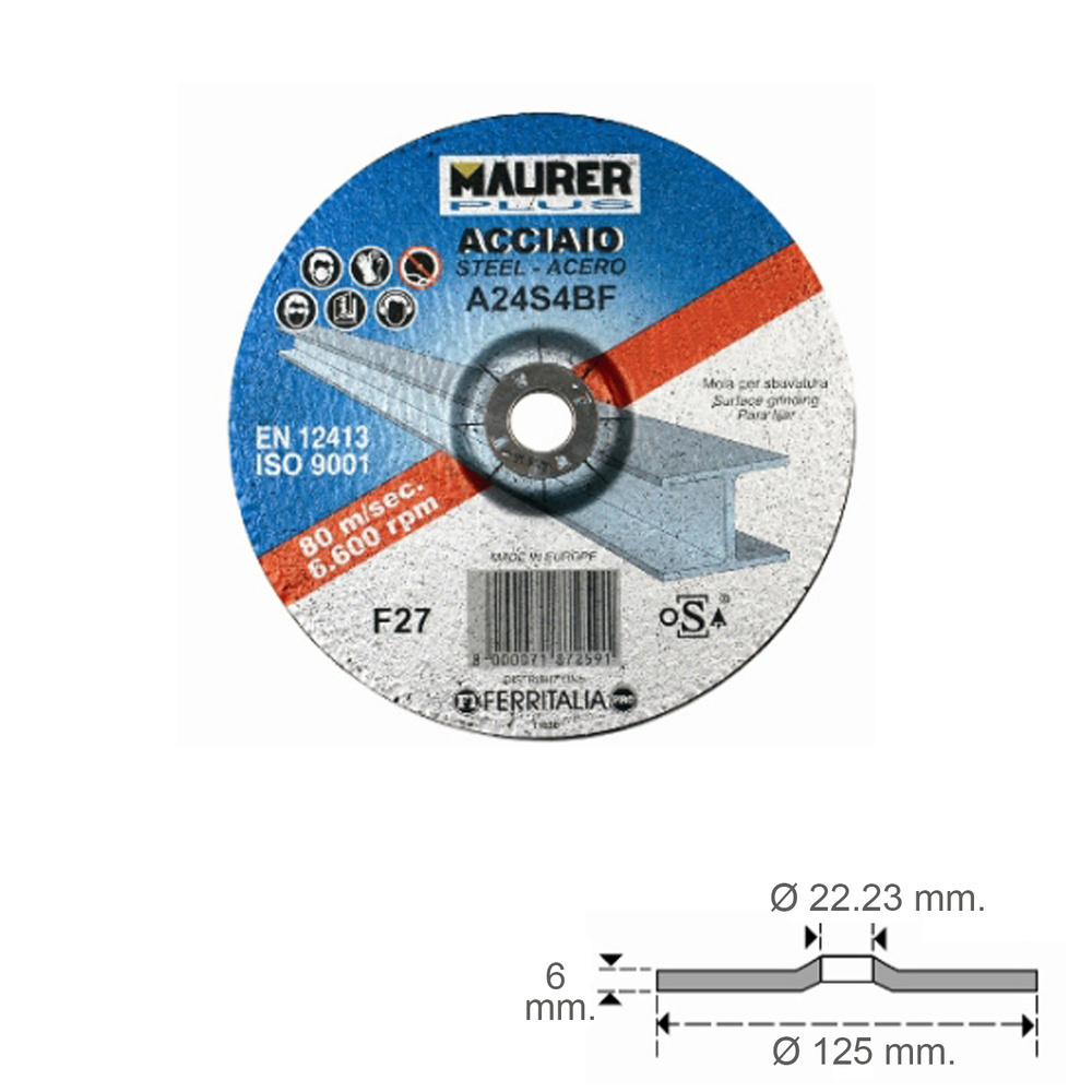 DISCO ABRASIVO CORTE METAL AMOLADORA 125MM 6.0MM (REPASAR)