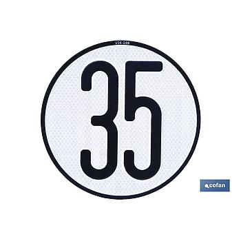 PLACA DE VELOCIDAD HOMOLOGADA 35 KM/H
