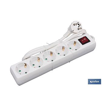 BASE MÚLTIPLE 5T. 1,4M CABLE C/INT. (16A-250V)