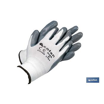 GUANTES 100%  POLIESTER  IMPREGNADO NITRILO GRIS T-10