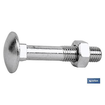 TORNILLO CARROCERO + TUERCA DE ACERO ZINCADO DIN-603/934 M-8X80 Z