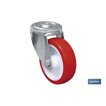 RUEDA POLIURETANO PASANTE Ø125X30MM