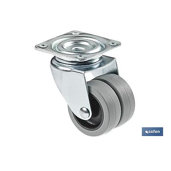 RUEDA DOBLE POLIPROPILENO PASANTE Ø50MM