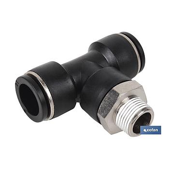RACOR ROSCADO PLASTICO "T" , T-4, M-5