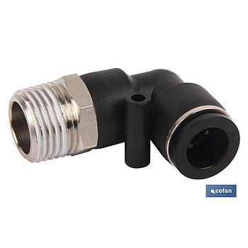 RACOR ROSCADO CODO PLASTICO T-12, R-1/8