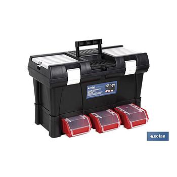 Caja de herramientas de plástico 20" modelo semi profesional con sistema modular