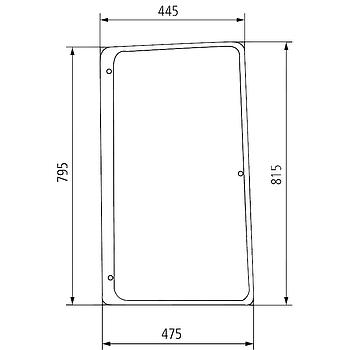 CRISTAL LATERAL DERECHO TINTADO - ABOMBADO Adapt. a JOHN DEERE S.7000 / 7010