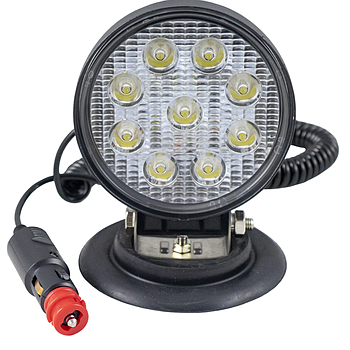 FARO TRABAJO 9 LED REDONDO BASE MAGNETICA 1450 Lm.