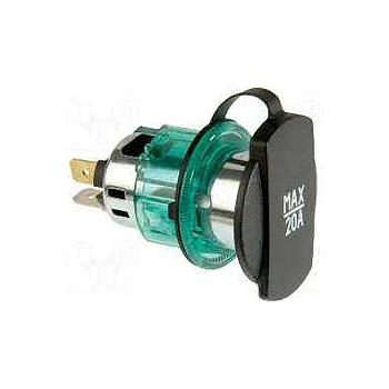 BASE TOMA CORRIENTE CON LUZ Y TAPA (ENCENDEDOR) 12V 20A