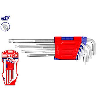 JUEGO LLAVES TORX CR-V - 9 PCS (T10 - T50) EMTOP