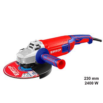 AMOLADORA 230MM 2400W EMTOP M14 (INCLUYE MANILLAR AUXILIAR - JUEGO ESCOBILLAS)