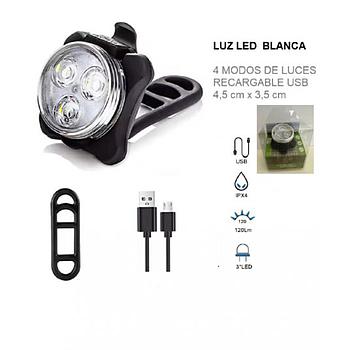 LUZ LED RECARGABLE USB BLANCA 4 MODEOS DE JUEGO DE LUCES 4.5 X 3.5 CM (BICI)