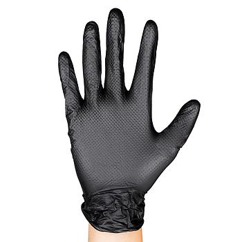 GUANTES NEGROS DESECHABLES DE NITRILO T: L 7,0MIL (100 UDS.) TEXTURA DIAMANTE