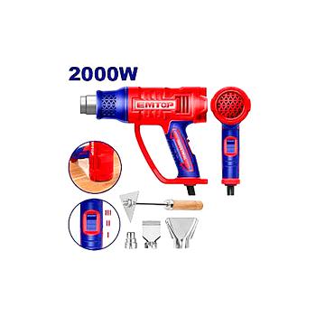 PISTOLA DE CALOR - DECAPADOR - 2000W EMTOP (INCLUYE 3 BOQUILLAS Y RASPADOR)